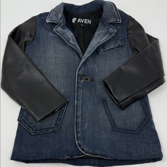 aven. Other - Aven Kid’s Denim and Leather Sport Jacket - Black and Blue Sunday Best Size 2T